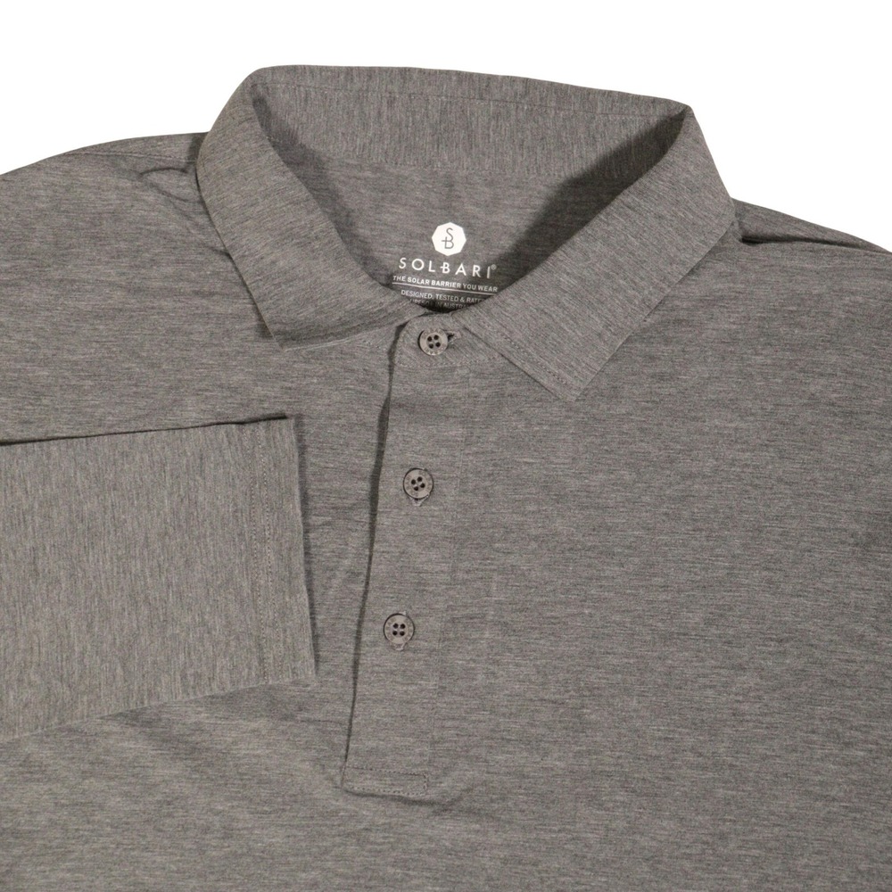 Solbari Long Sleeve Polo UPF50+ Solar Barrier Performance Grey Men M EUC